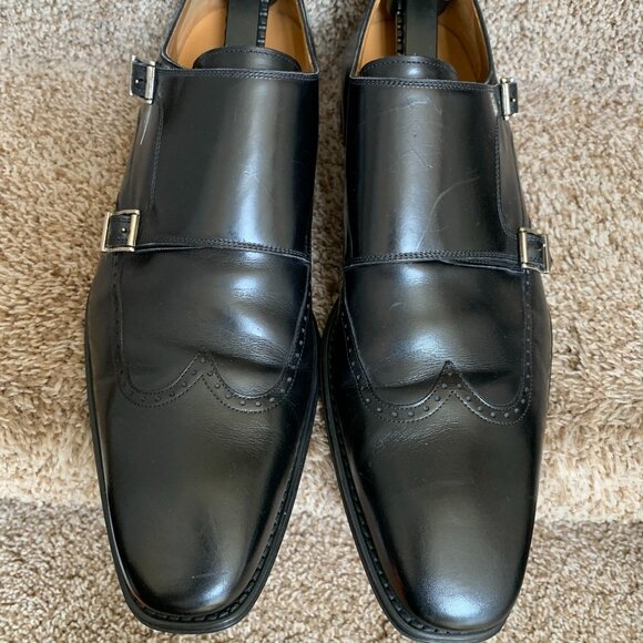 Magnanni Men\'s Black Double Monk Strap Shoes.